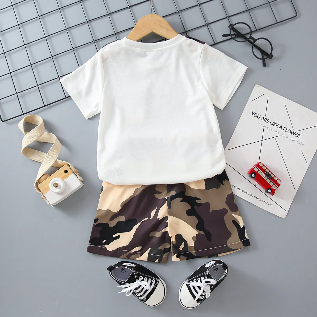 2pcs Toddler Boy Casual Camouflage Print Tee and Shorts Set