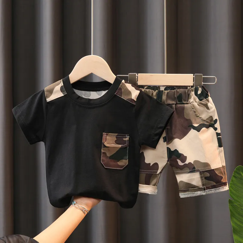 2pcs Toddler Boy Casual Camouflage Print Tee and Shorts Set