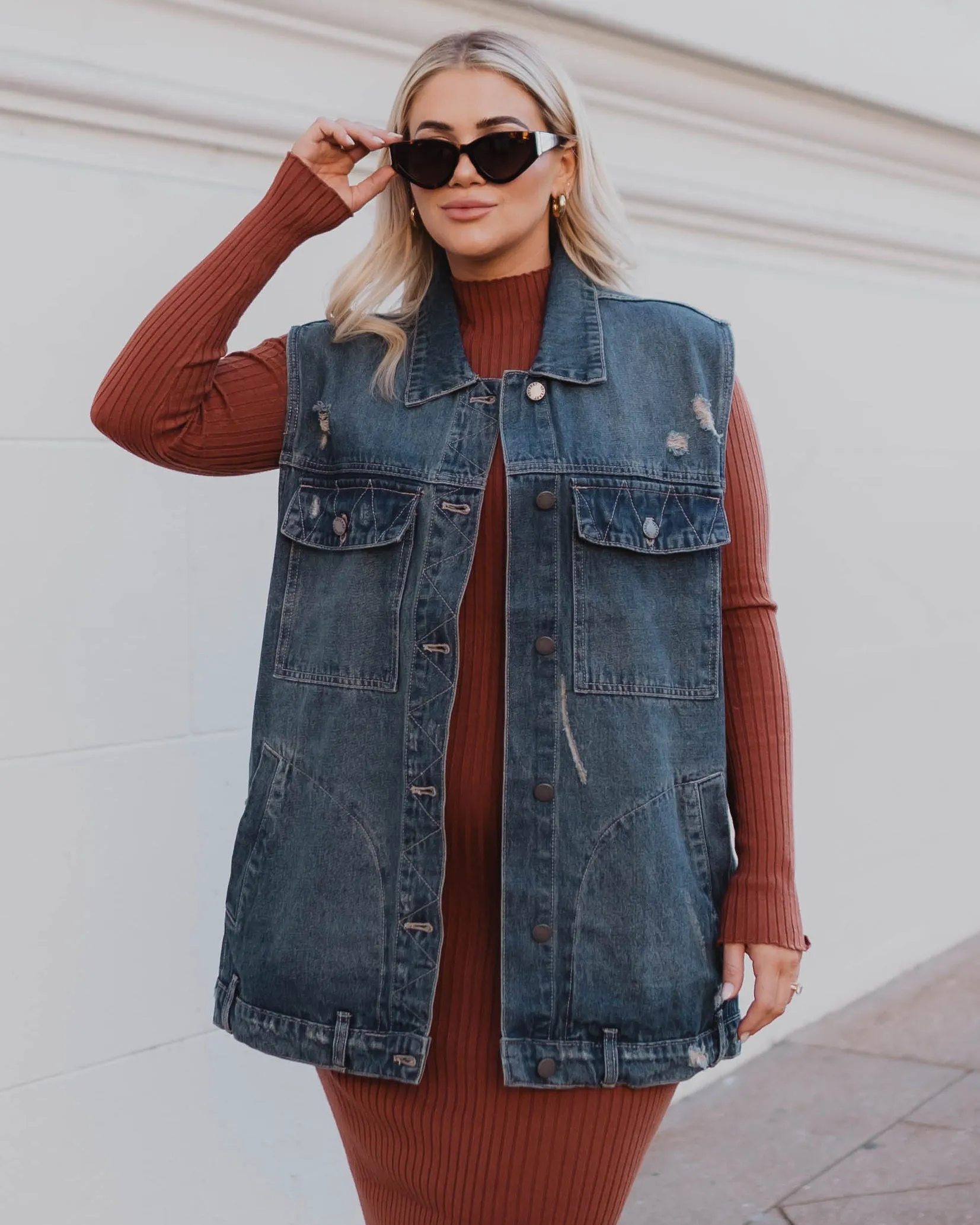 Adriel Oversized Denim Vest