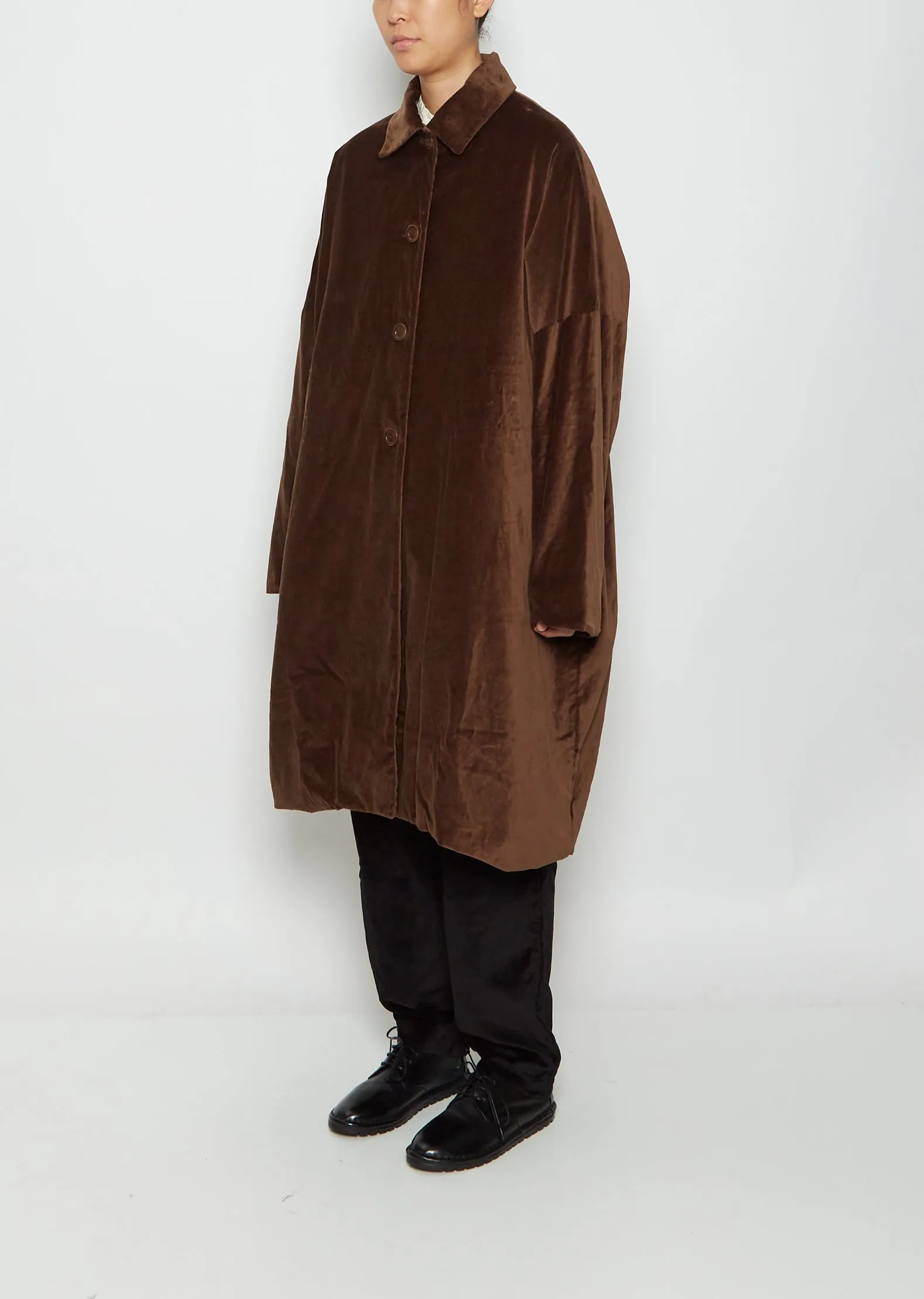 Big Blobby Velvet Coat — Brown