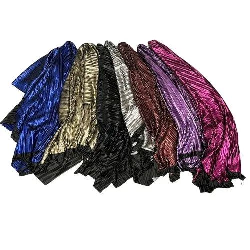 Black Metallic Pleated Foil Polyester Spandex Fabric