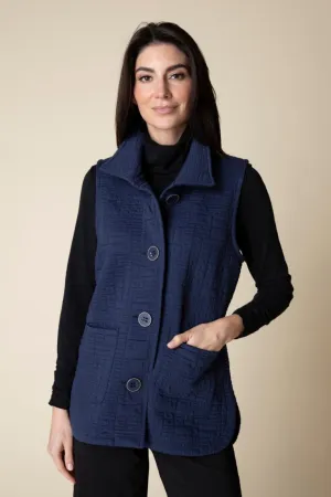 Box Quilt Vest - Navy