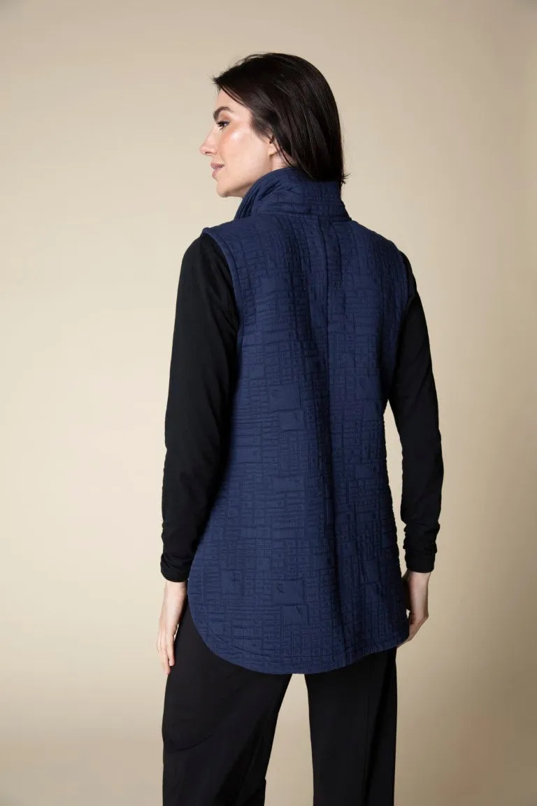 Box Quilt Vest - Navy