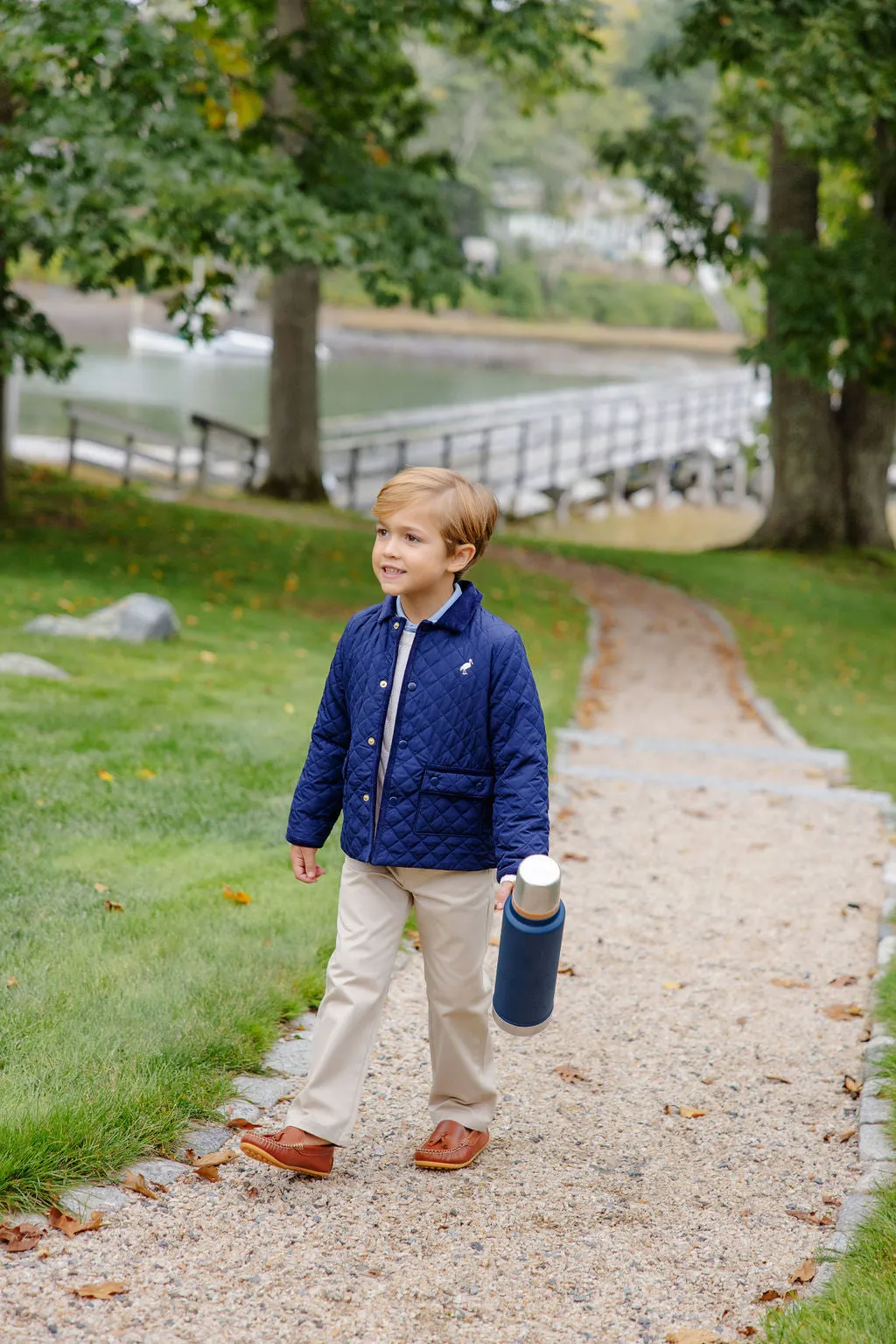 Caldwell Quilted Coat - Nantucket Navy with Palmetto Pearl Stork