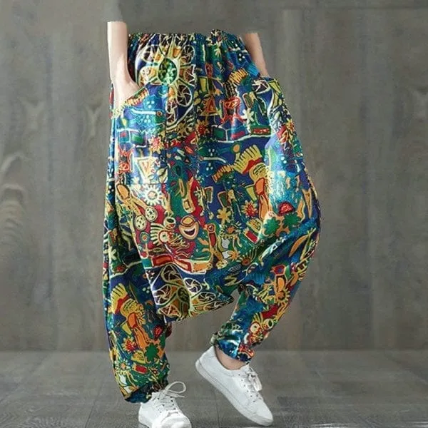 Colorful Plus Size Drop Crotch Harem Pants