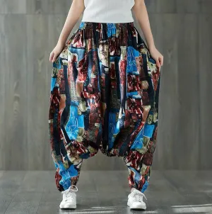 Colorful Plus Size Drop Crotch Harem Pants