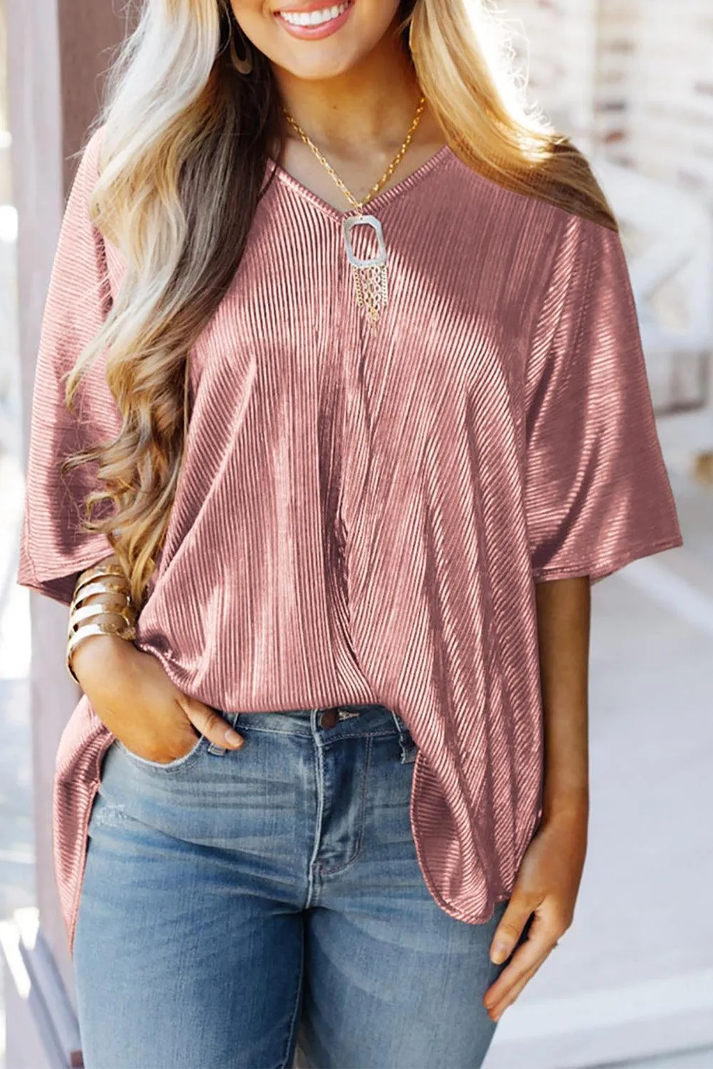 Copper Textured Oversize Foil T-Shirt