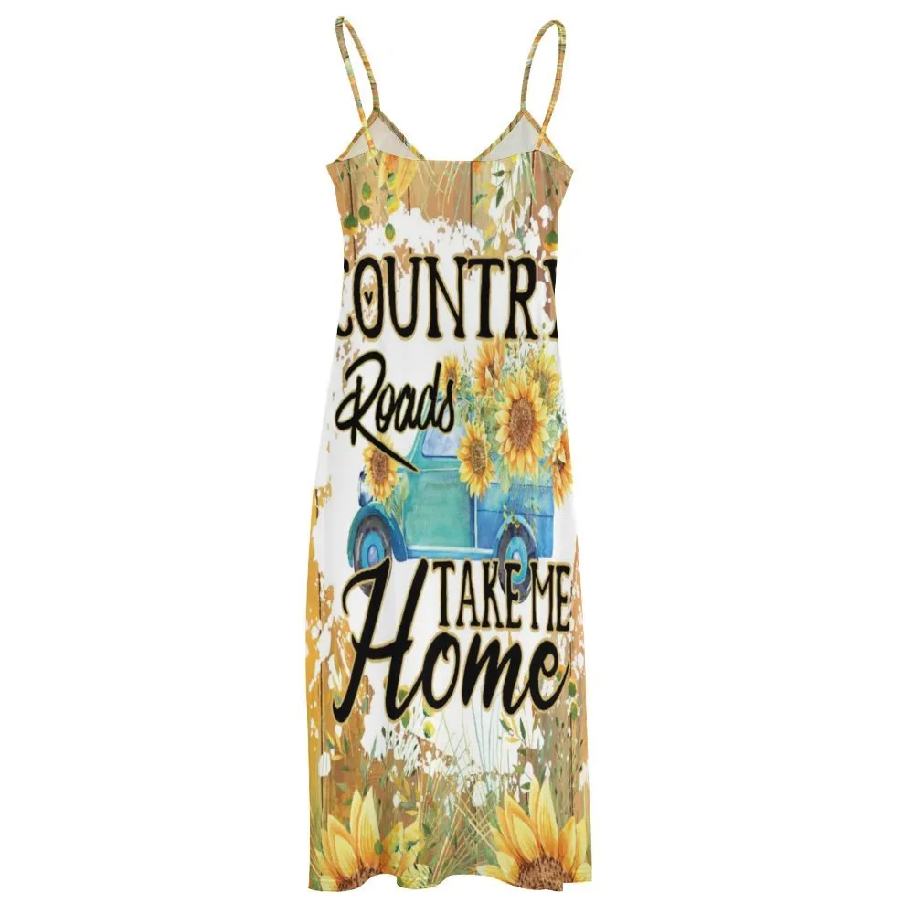 Country Roads Take me Home Spaghetti Strap Ankle-Length Dress Long dress