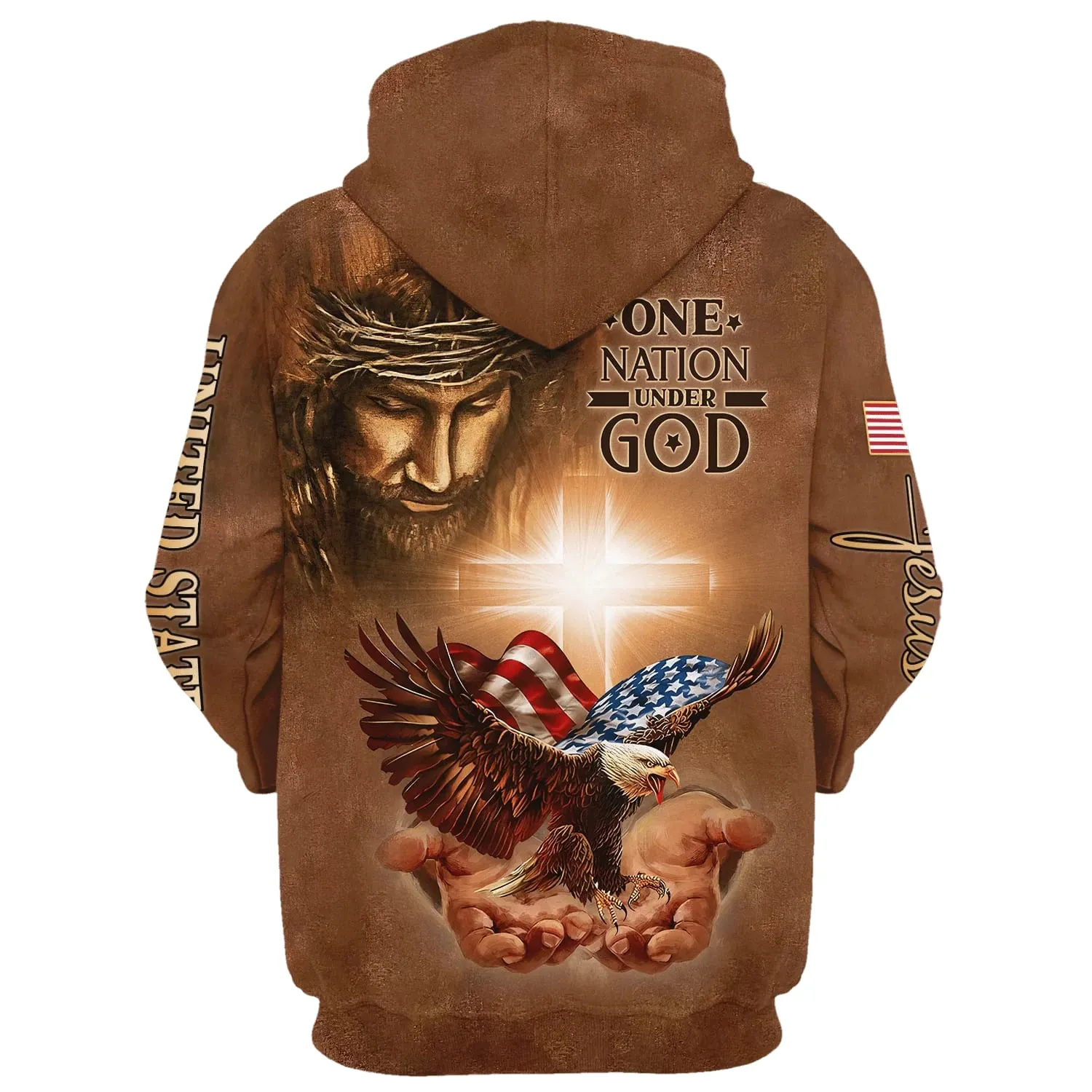 Eagle American And Jesus Hoodie One Nation Under God Hoodies Jesus Hoodie Men & Women Christian Hoodie 3D Printed Hoodie