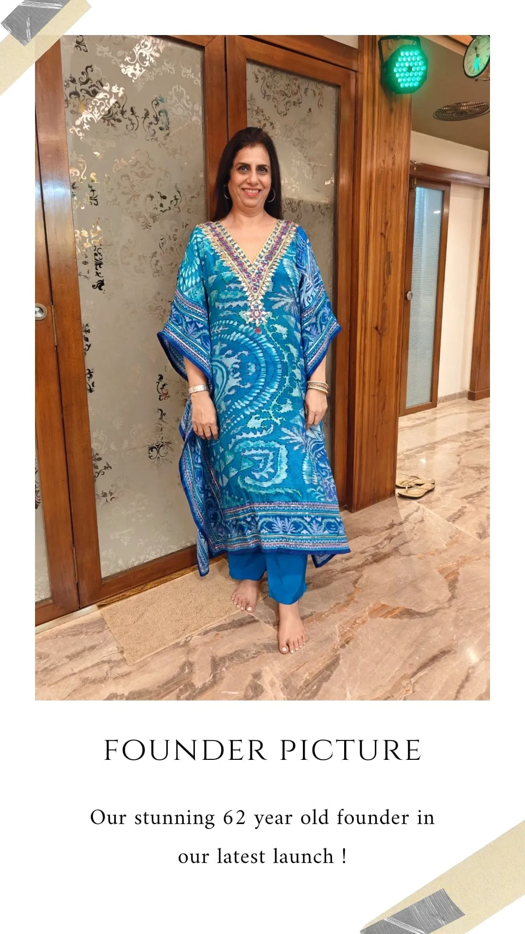 Embroidered Crepe Blue Kaftan Set