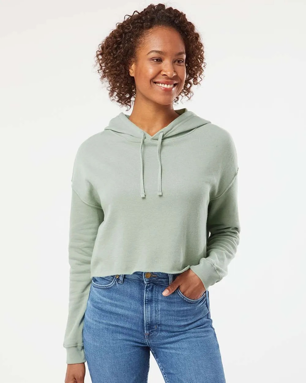 Independent Trading Co. Women’s Lightweight Crop Hooded Sweatshirt AFX64CRP