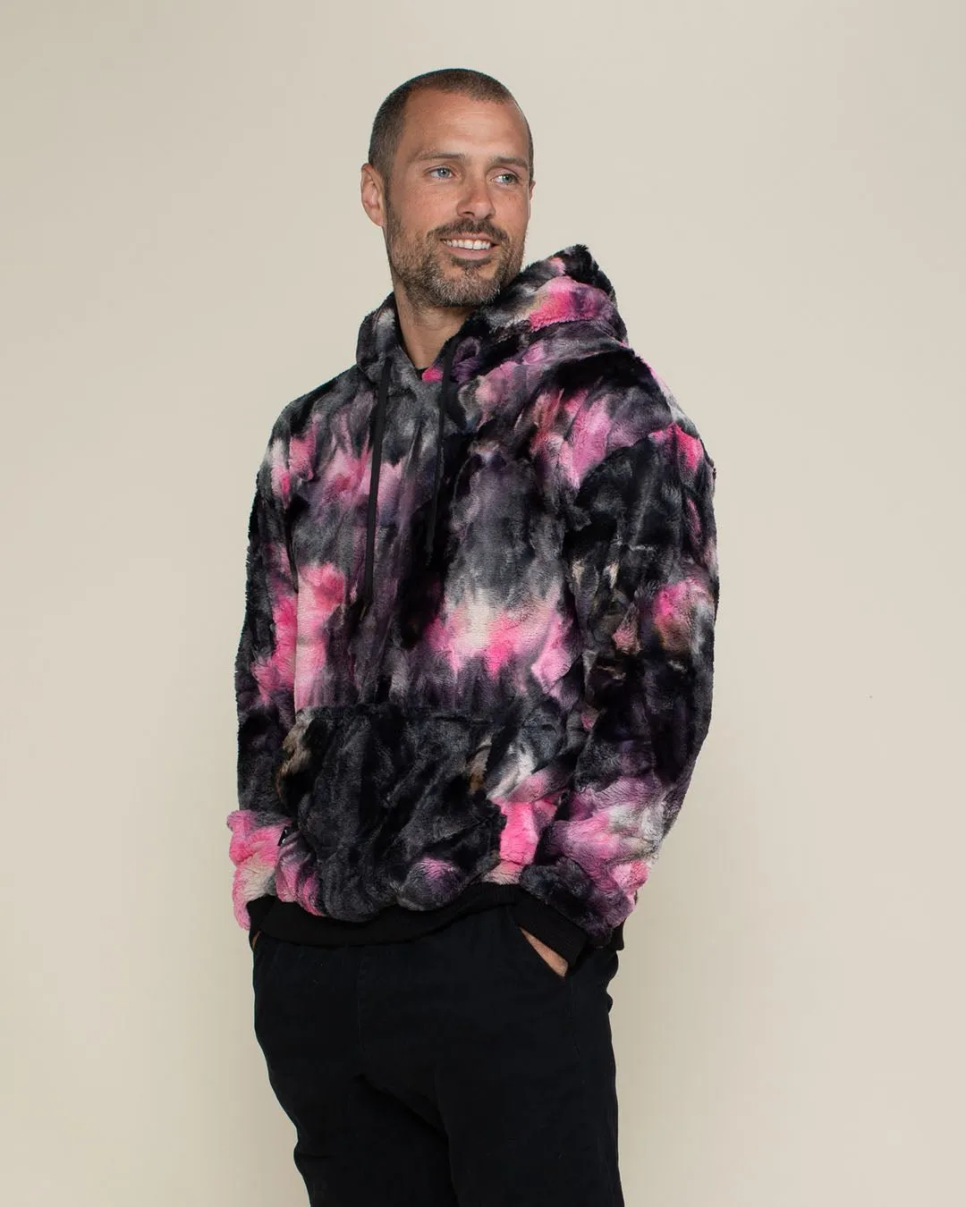 Ink Spotted Leopard Classic ULTRA SOFT Faux Fur Hoodie | Men's