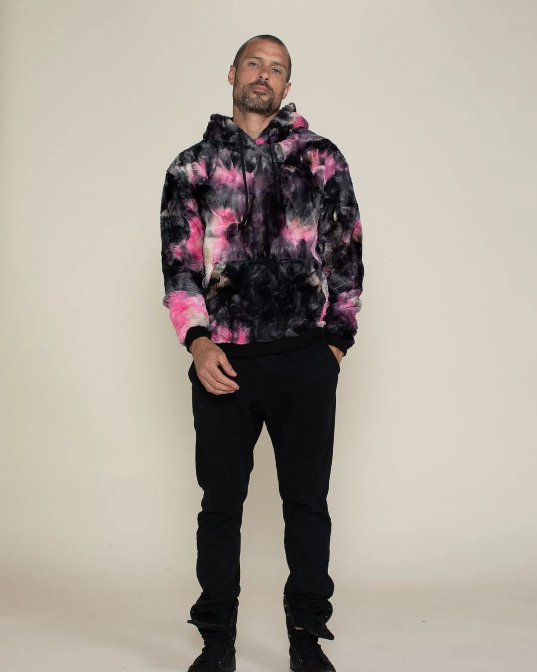 Ink Spotted Leopard Classic ULTRA SOFT Faux Fur Hoodie | Men's