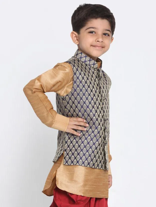 Jashvi Blue Silk Blend Nehru Jacket