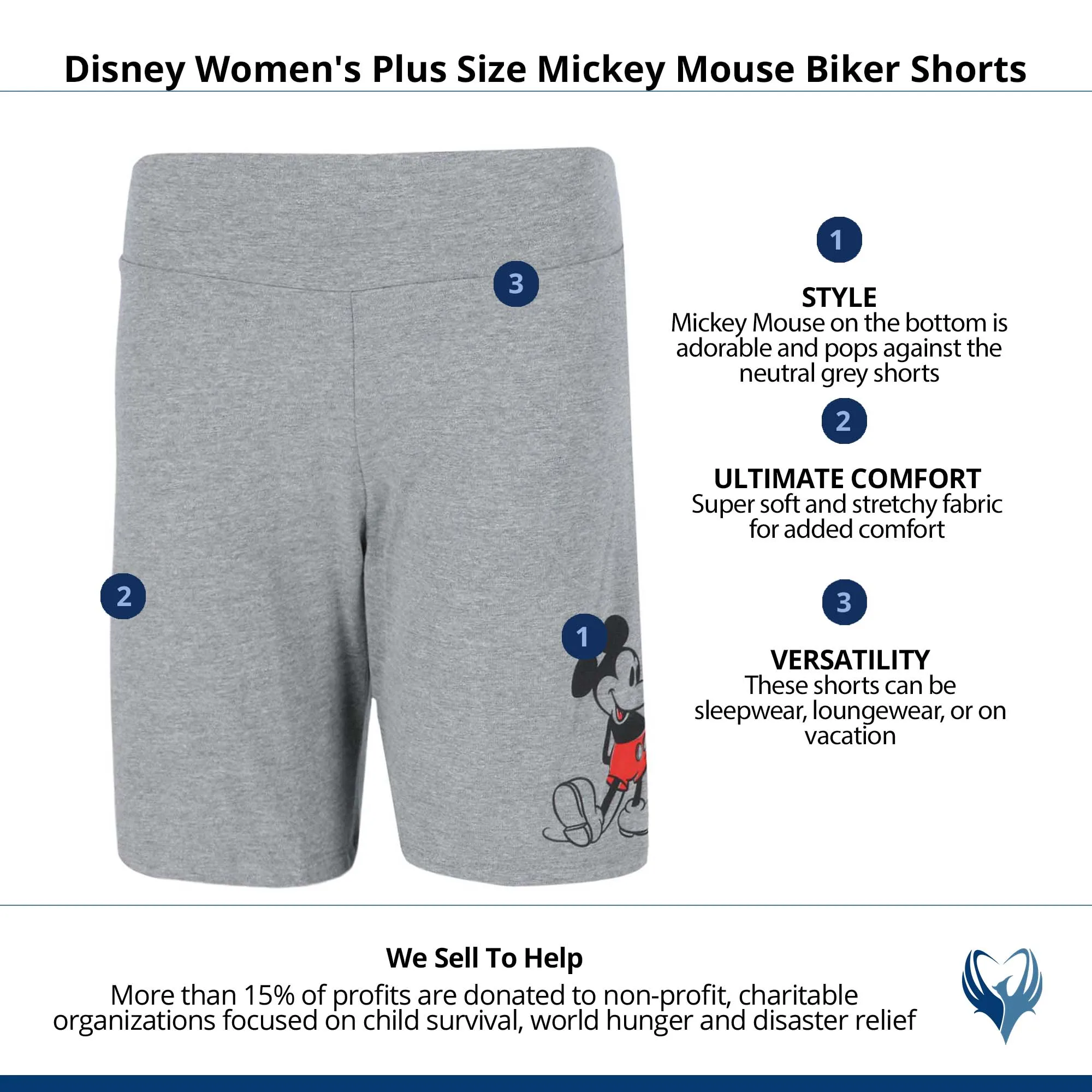 Jerry Leigh Women's Plus Size Disney Mickey Mouse Biker Shorts