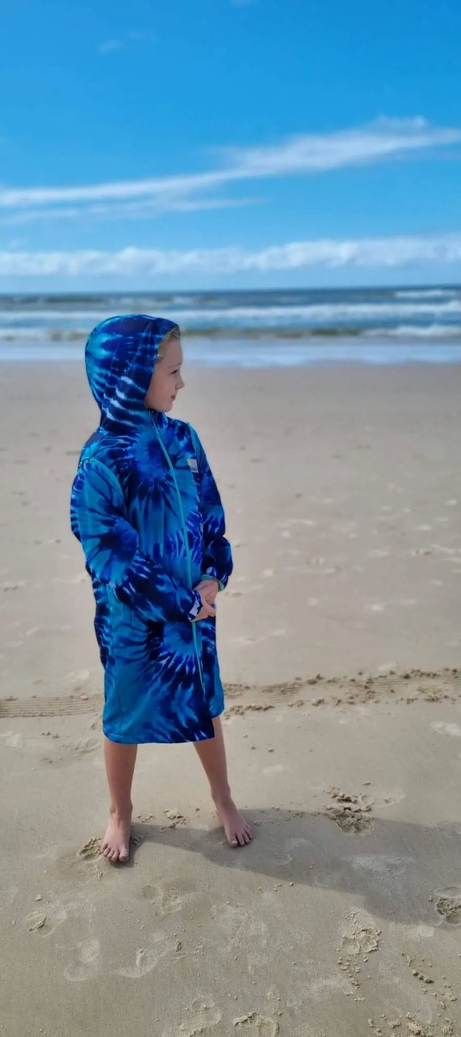 Kid's Schmik Convertible Swim Parka- Blue Tie Dye Print