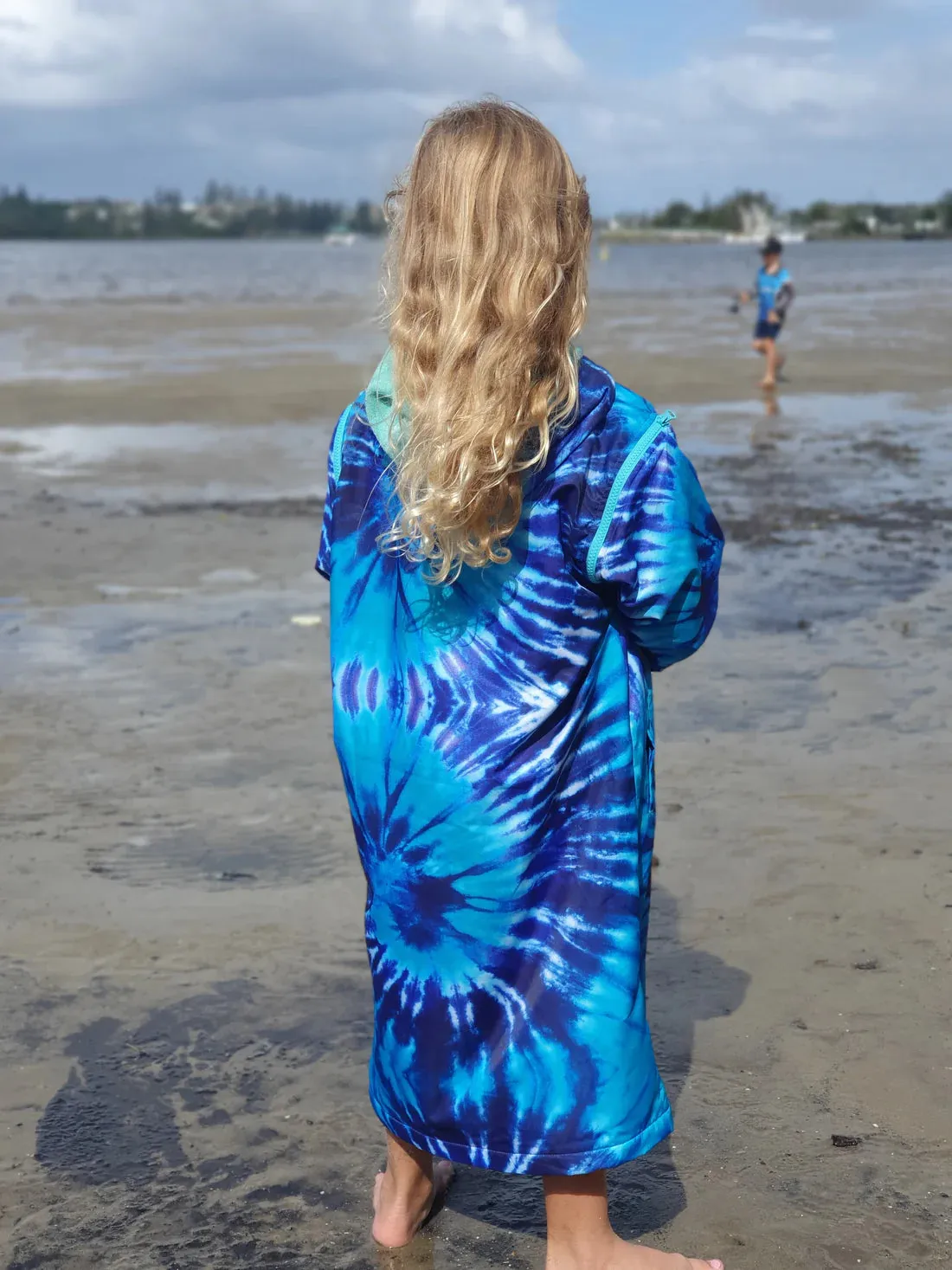 Kid's Schmik Convertible Swim Parka- Blue Tie Dye Print