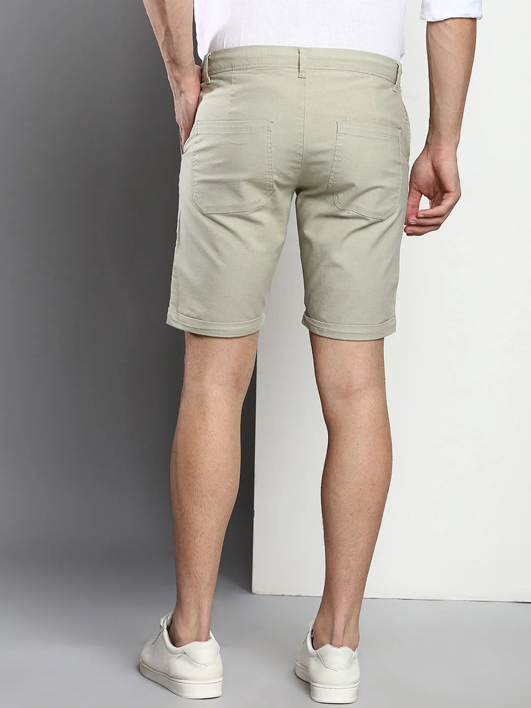 Men's Sage Slim Fit Mid Rise Casual Cotton Shorts