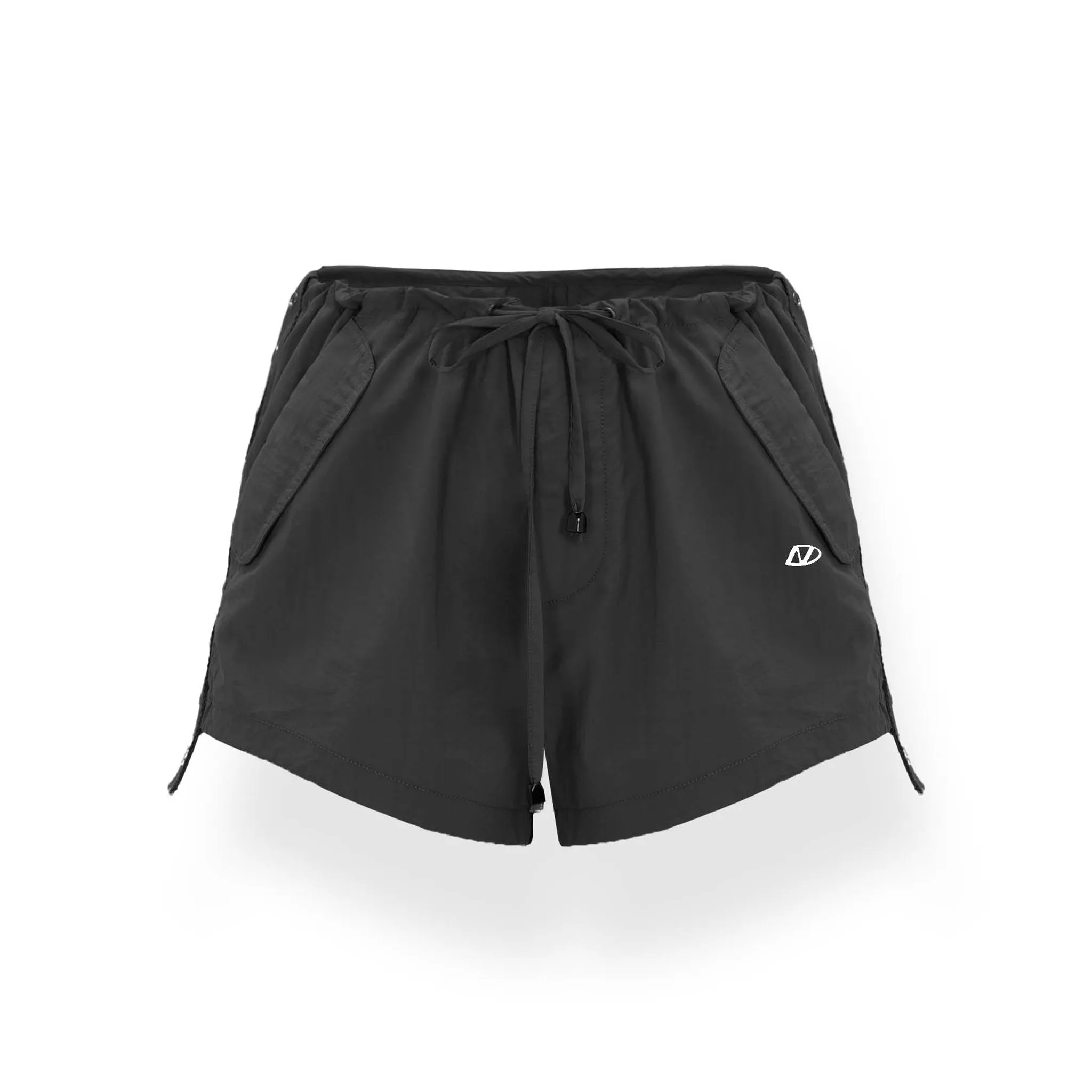 Mid-Rise Drawstring Casual Shorts Black