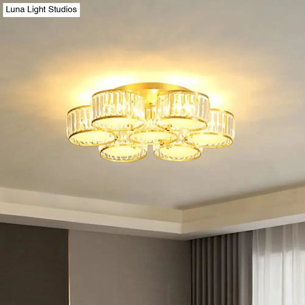 Minimalistic Clear Crystal Flower Flush Mount Ceiling Light for Bedroom