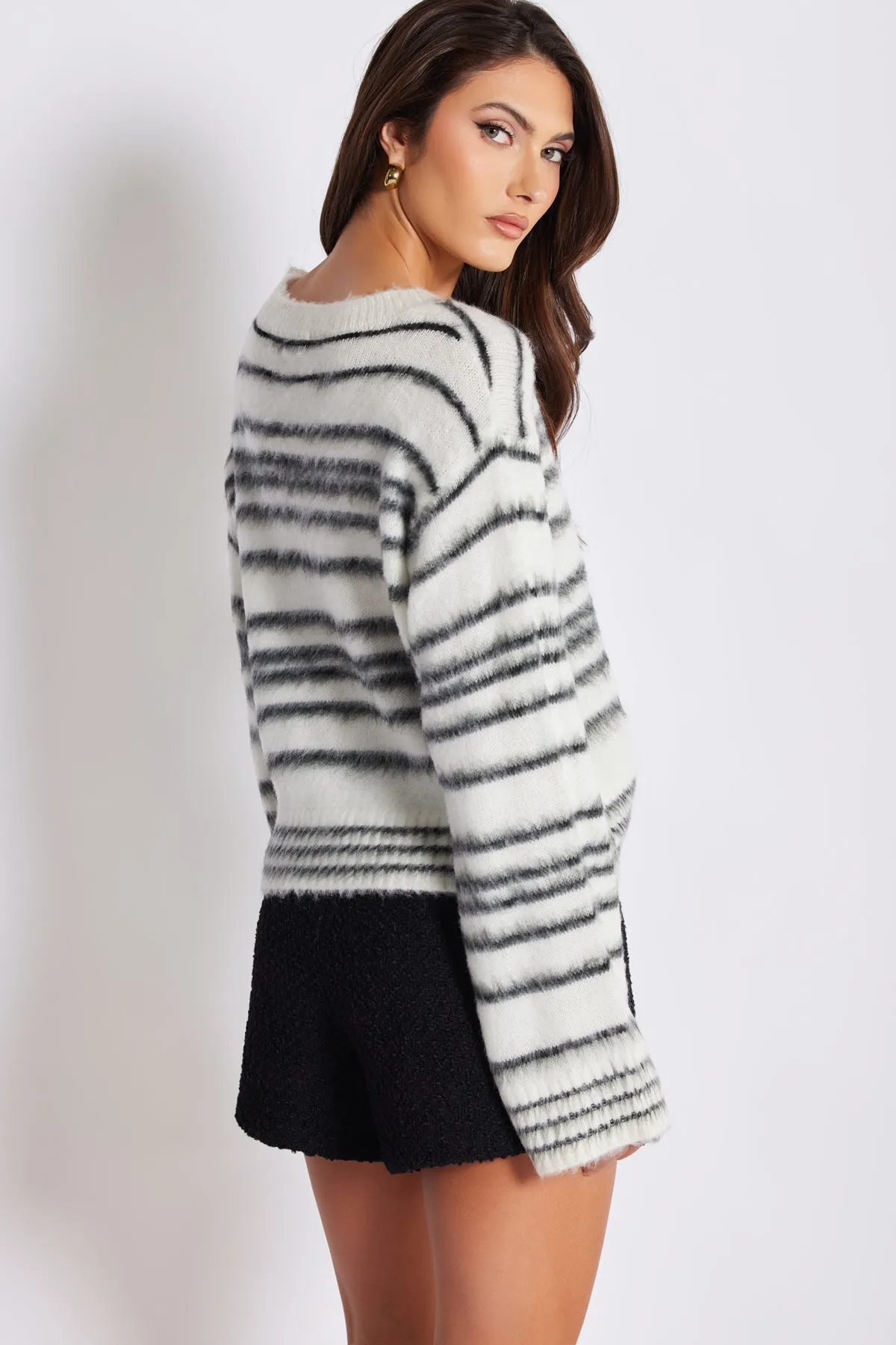 Noelle Stripe Fuzzy Sweater