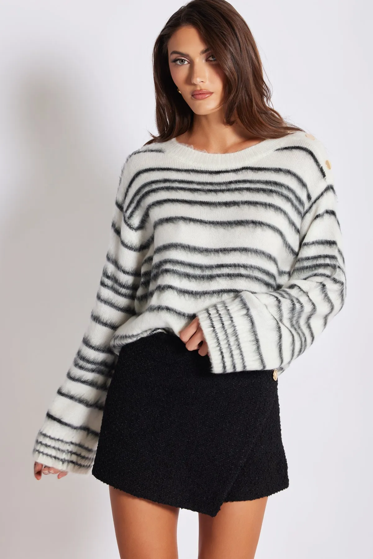 Noelle Stripe Fuzzy Sweater