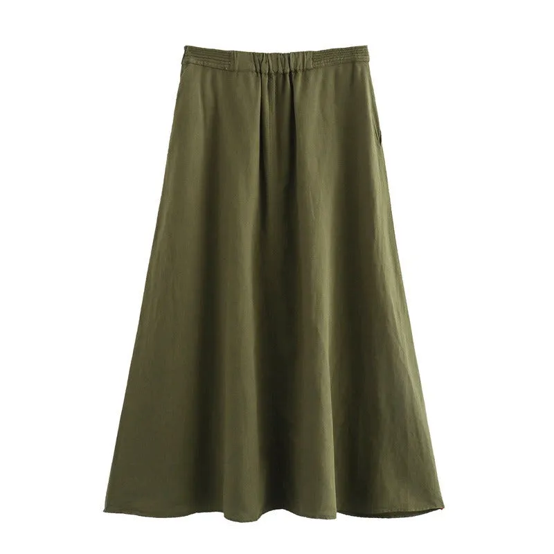 Pre Order: Linen Blend Pocket Cape Skirt