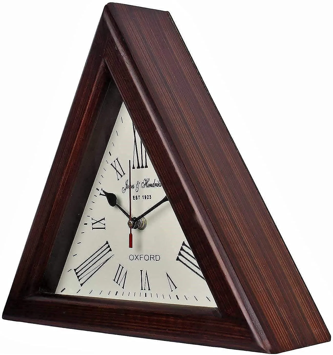 QSP Handicraft Triangle Wooden Designer Big Wall Clock 12" (Brown)