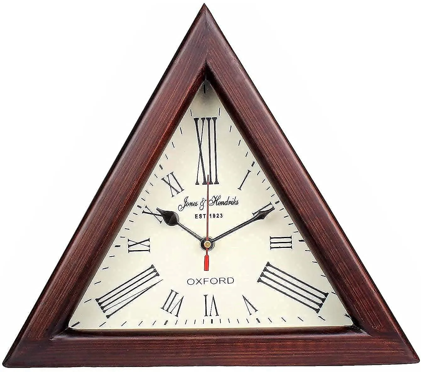 QSP Handicraft Triangle Wooden Designer Big Wall Clock 12" (Brown)