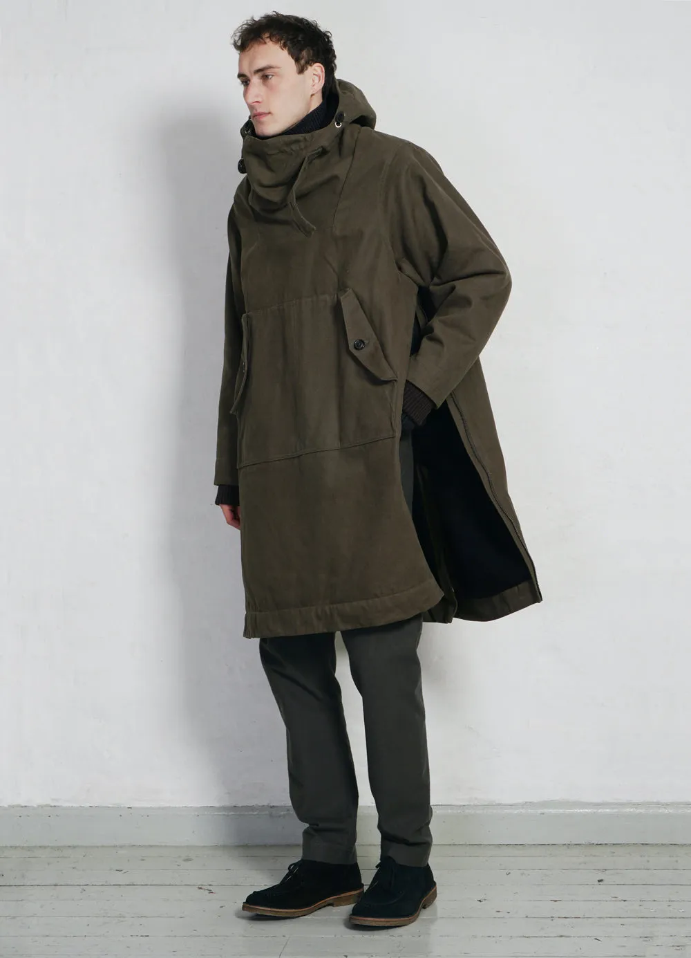 ROALD | Long Double Zipper Anorak | Olive