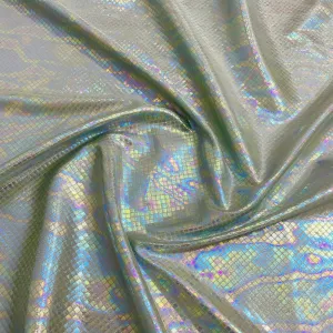 Sage Green Geometerical 3D Ranibow With Lurex Knit Lycra Fabric