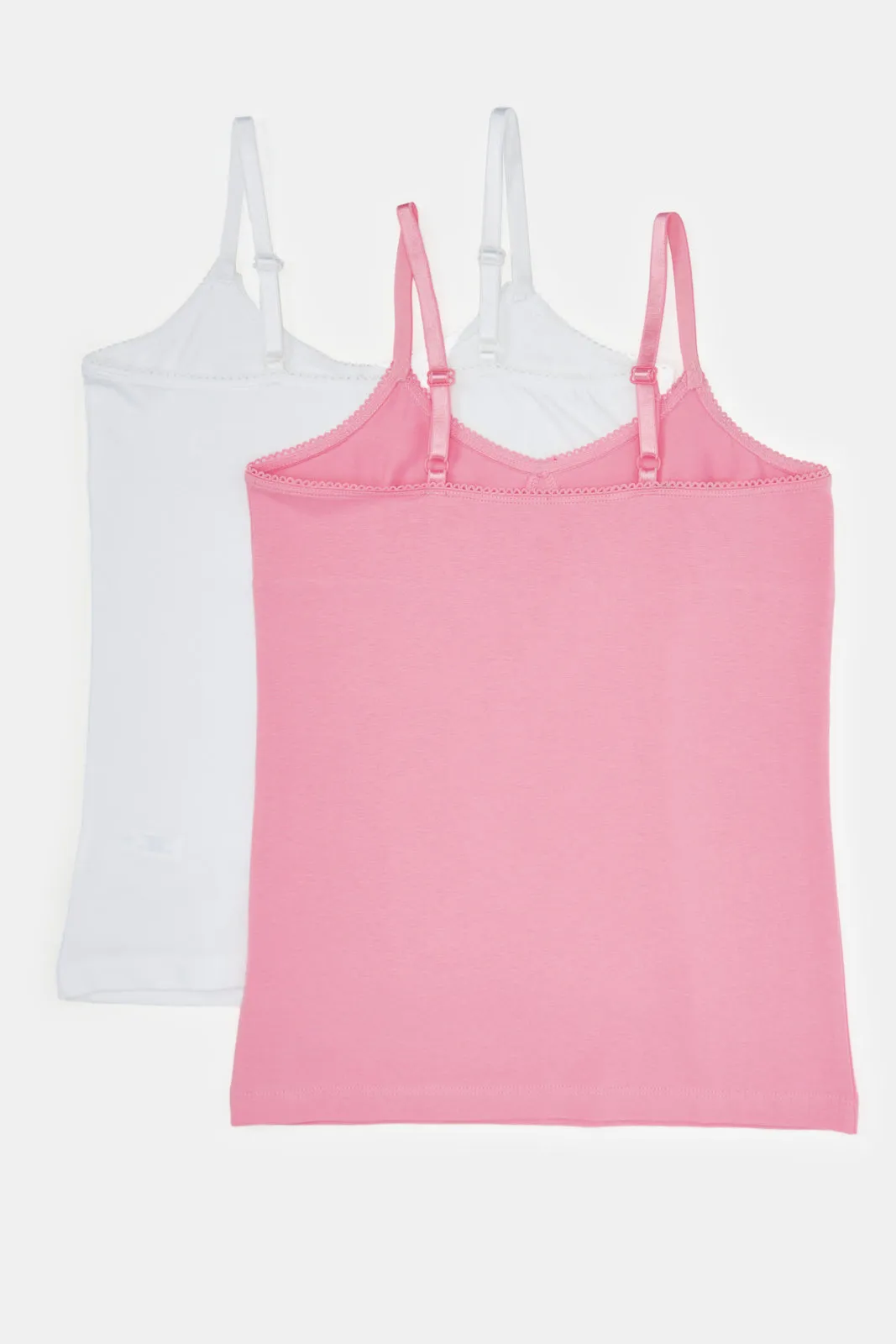 Senior Girls Pink And White Vest Set (Pack of 2)