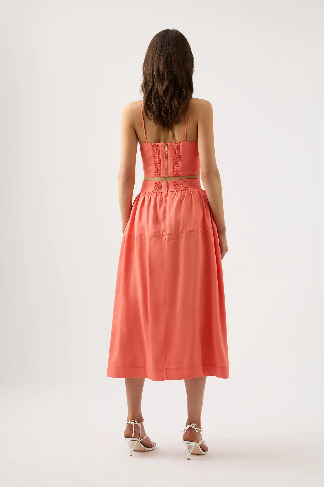 Shelly Flare Tuck Midi Skirt