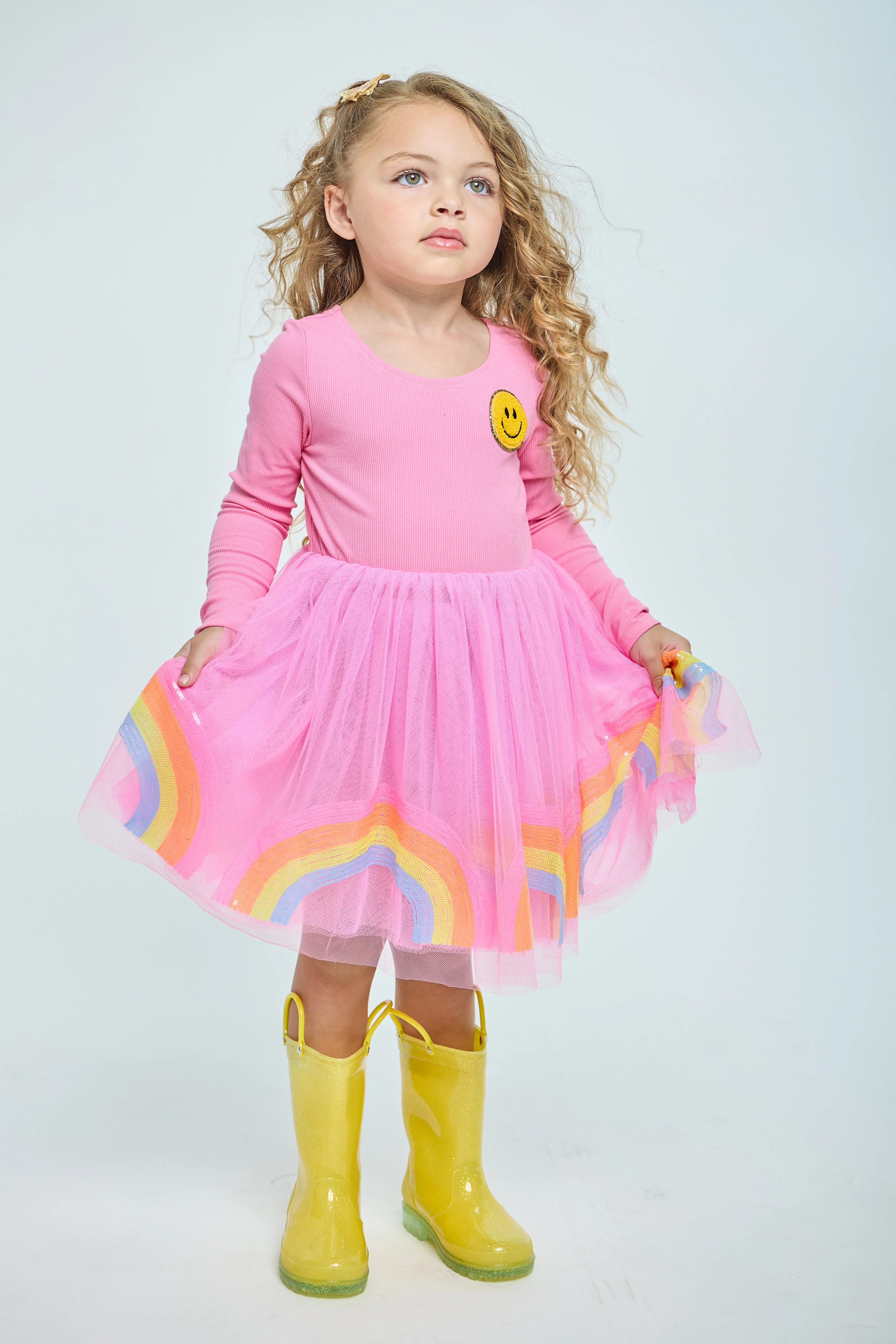 Smiley Rainbow Long Sleeve Dress