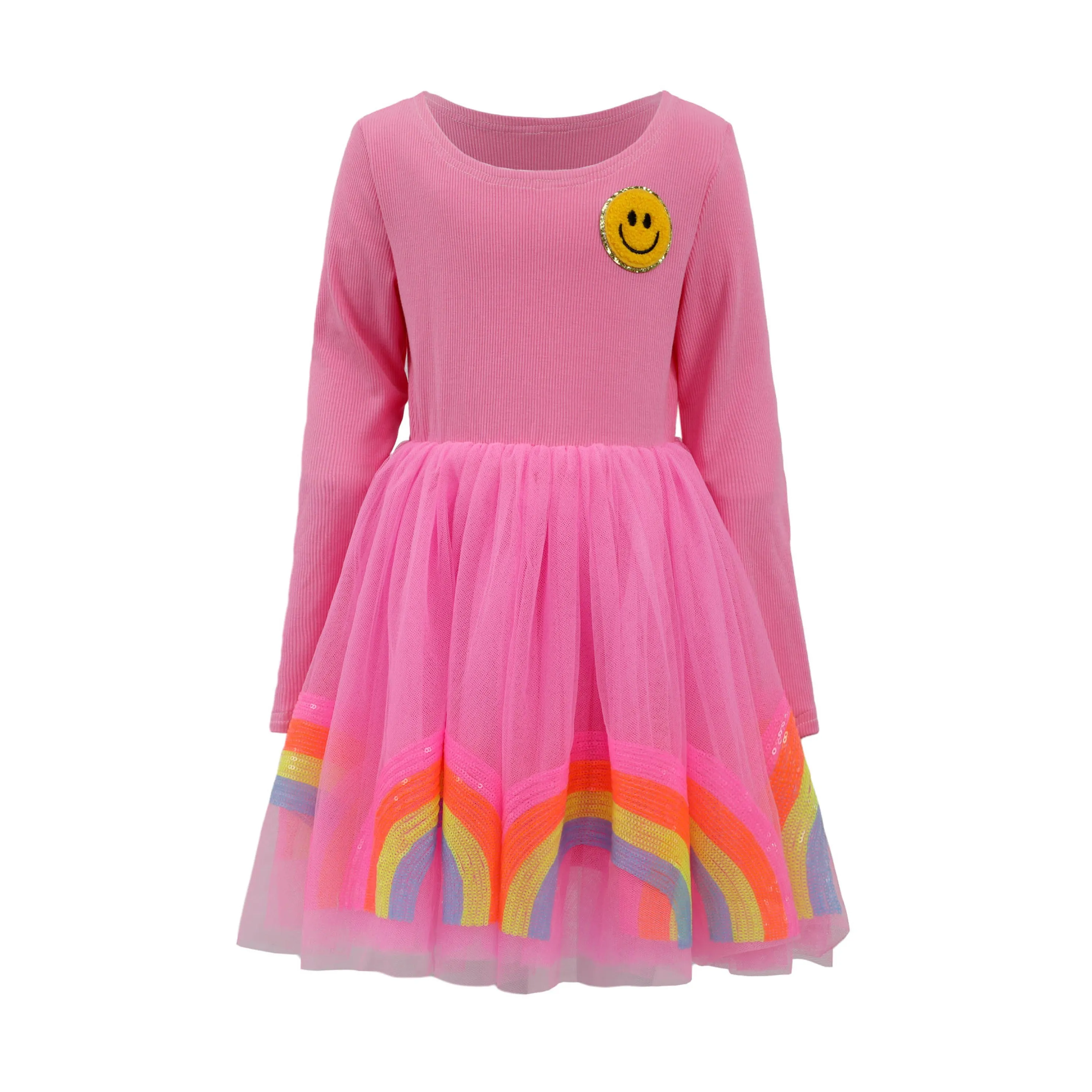 Smiley Rainbow Long Sleeve Dress