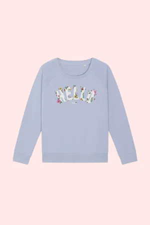 Soft Blue Floral Hello Sweatshirt