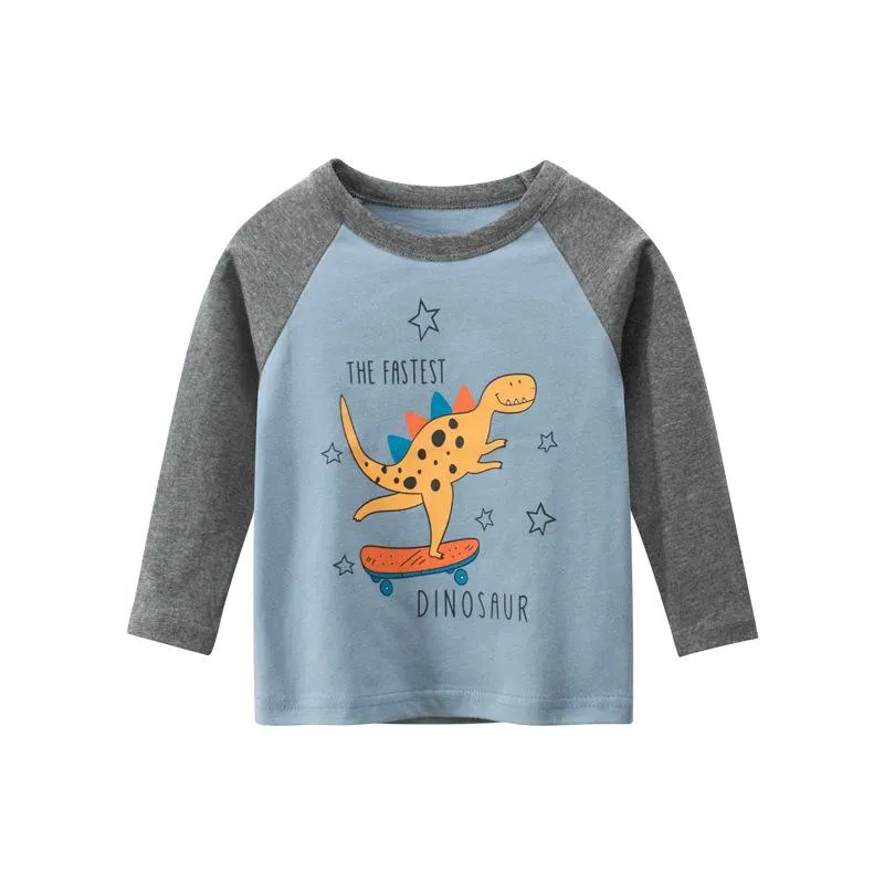 Solid Toddler Boys Dinosaur Long Sleeve Top