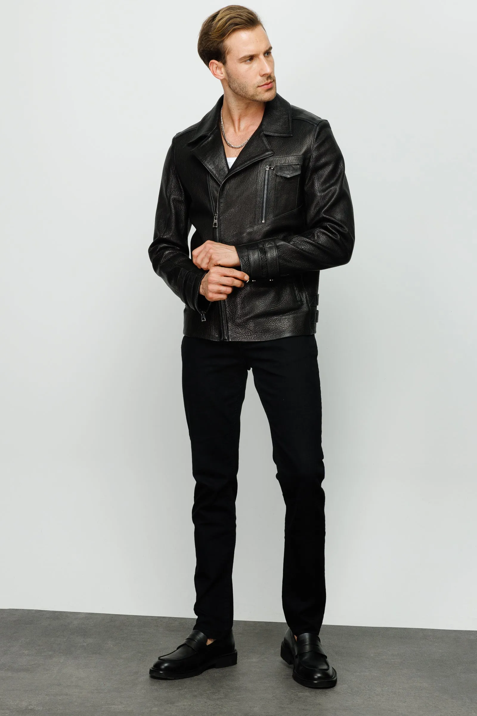 The Monala Black Leather Men Jacket