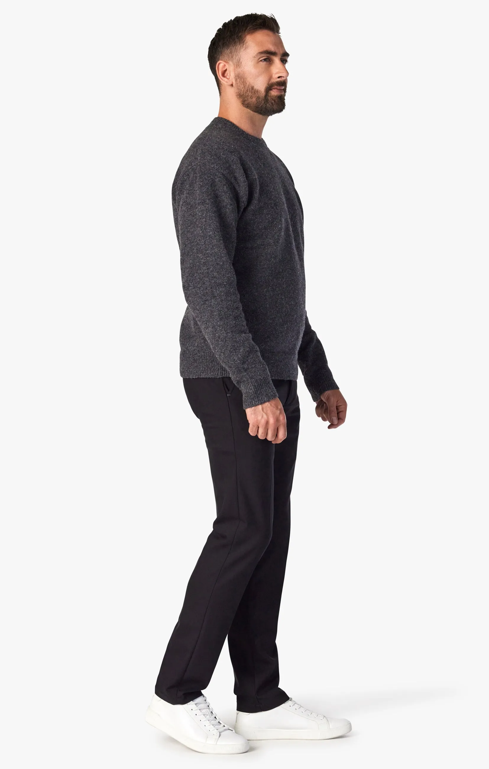 Verona Tailored Slim Leg Chino Pants In Black High Flyer