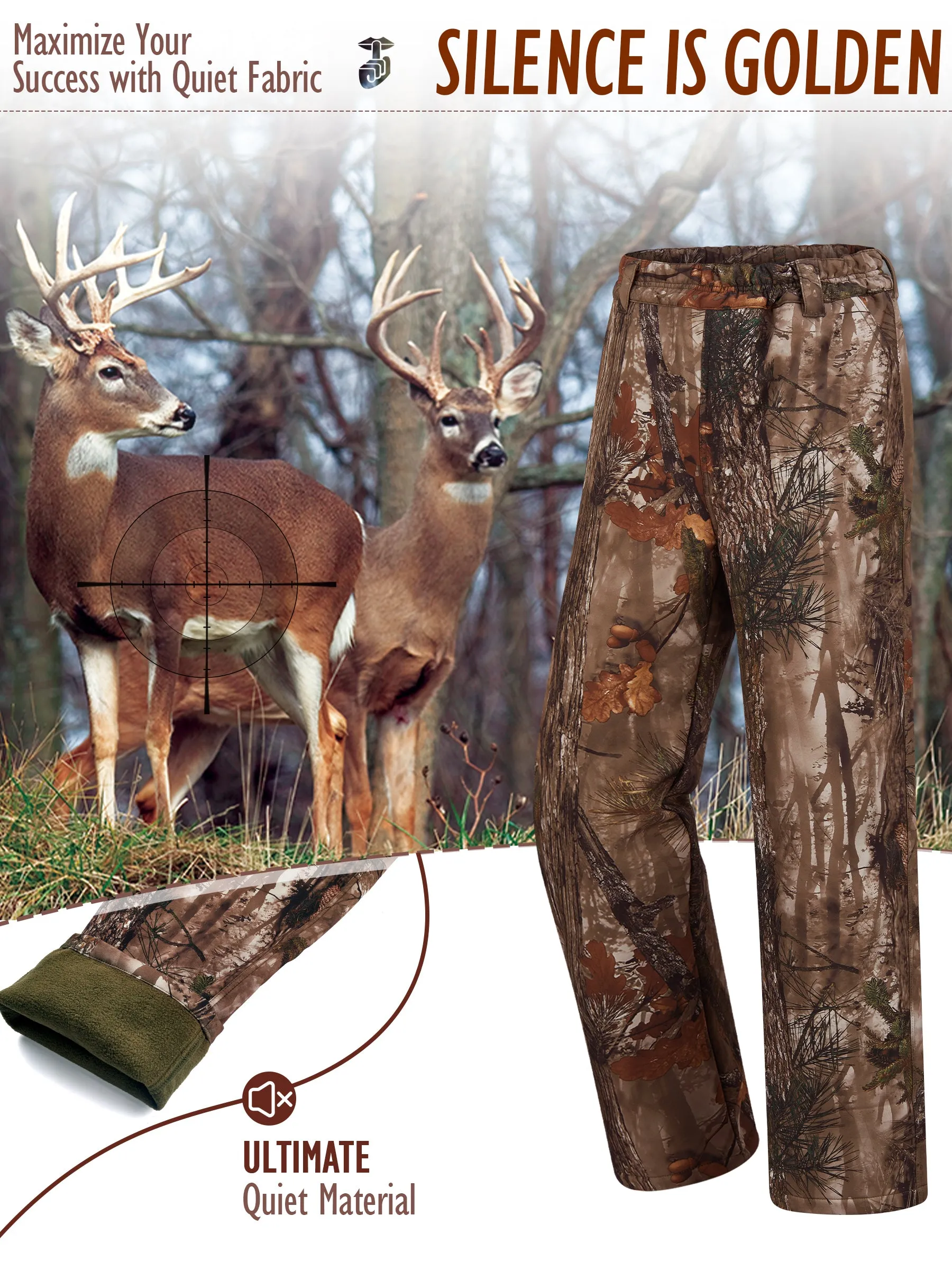 Warm and Water-resistant Hunting Pants for Women with Fleece Lining