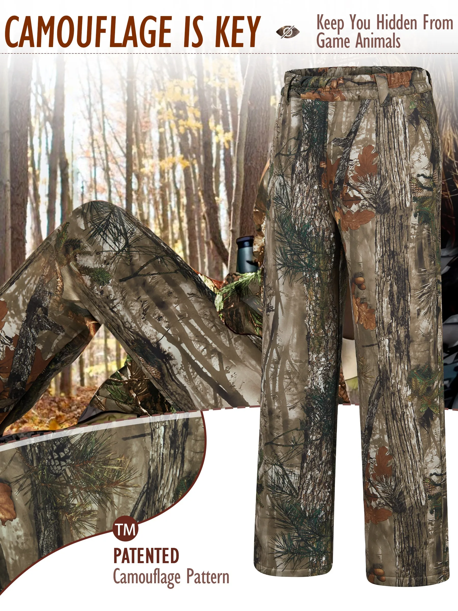 Warm and Water-resistant Hunting Pants for Women with Fleece Lining