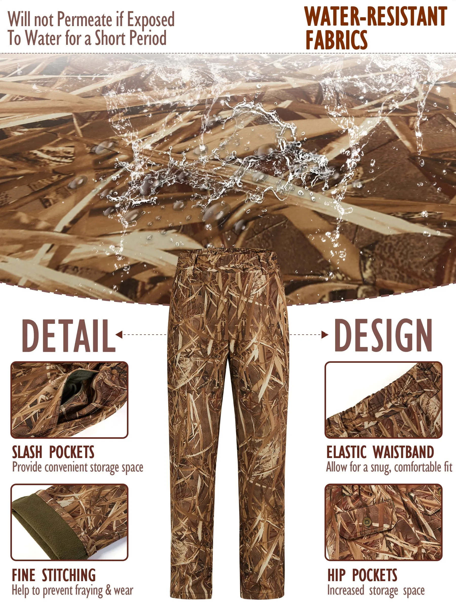 Warm and Water-resistant Hunting Pants for Women with Fleece Lining