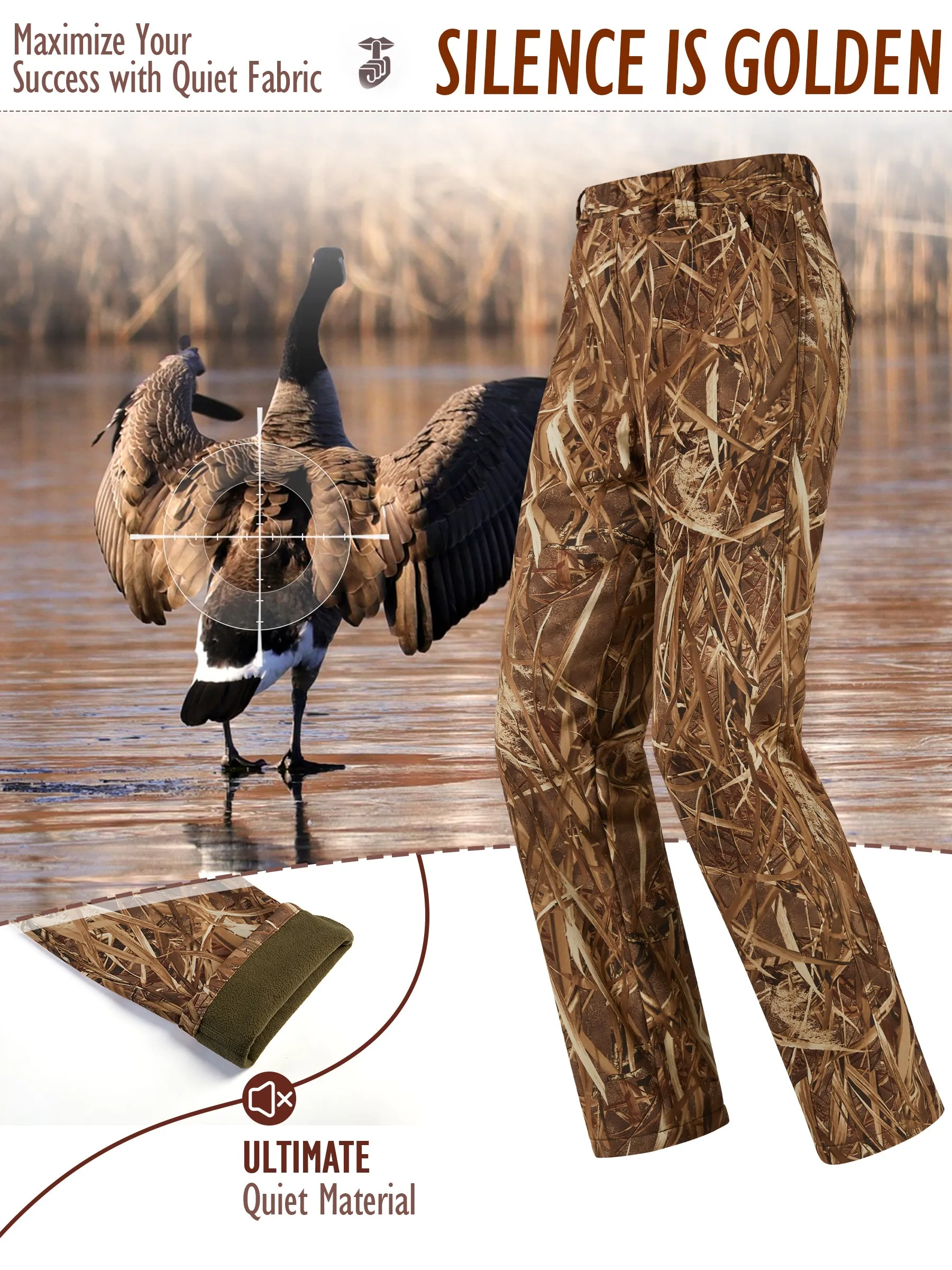 Warm and Water-resistant Hunting Pants for Women with Fleece Lining