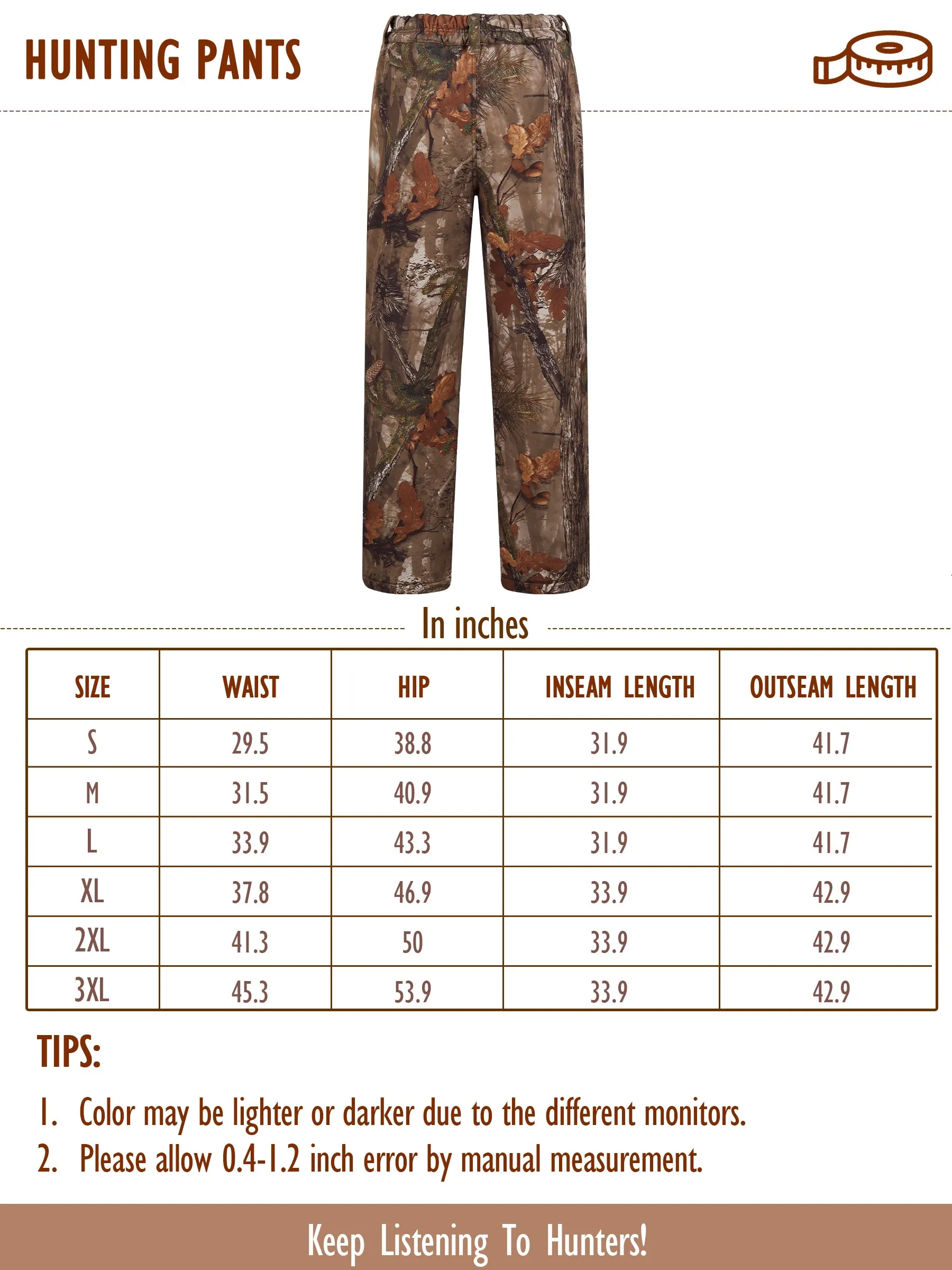 Warm and Water-resistant Hunting Pants for Women with Fleece Lining