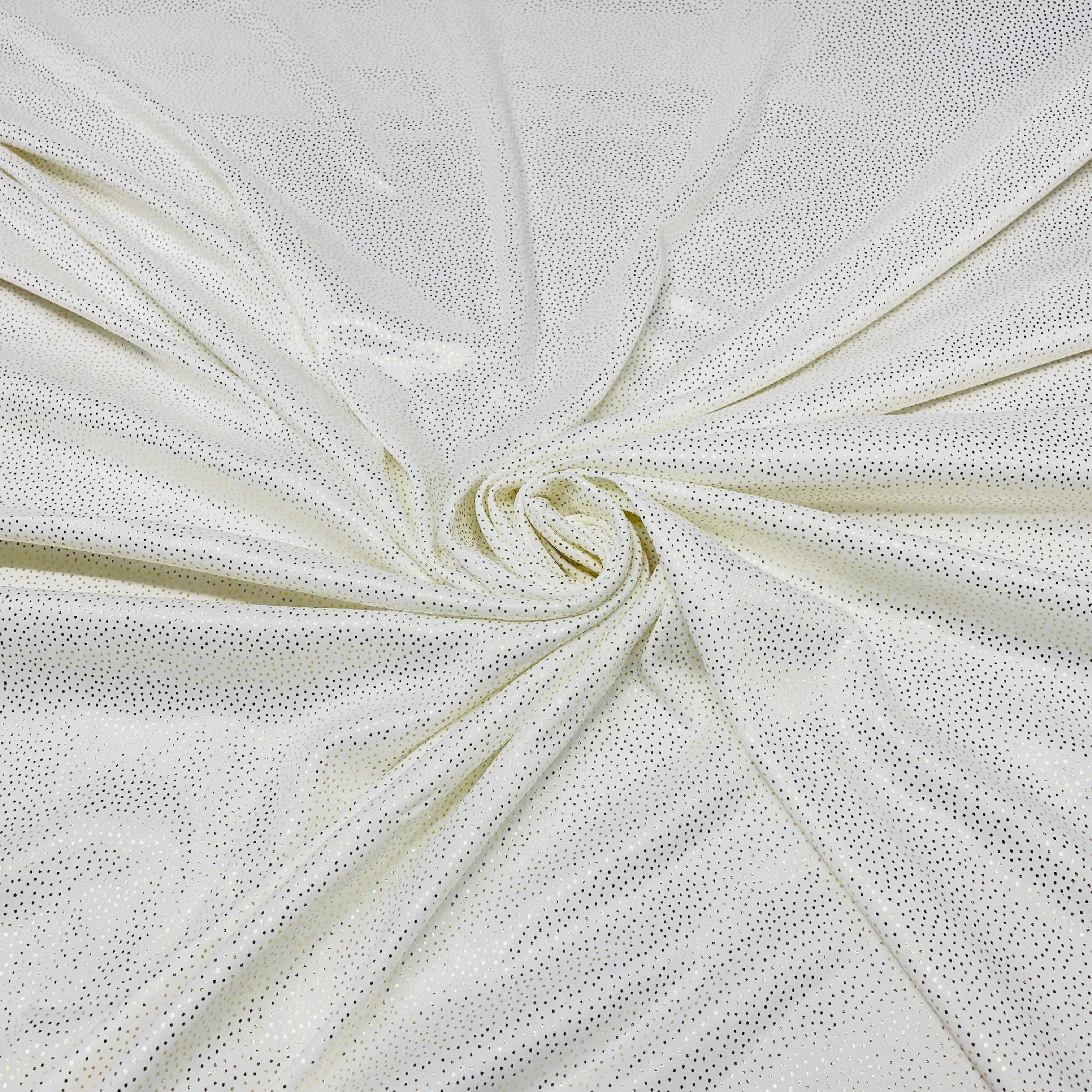 White & Golden Imported Shimmer Knitted Lycra Fabric