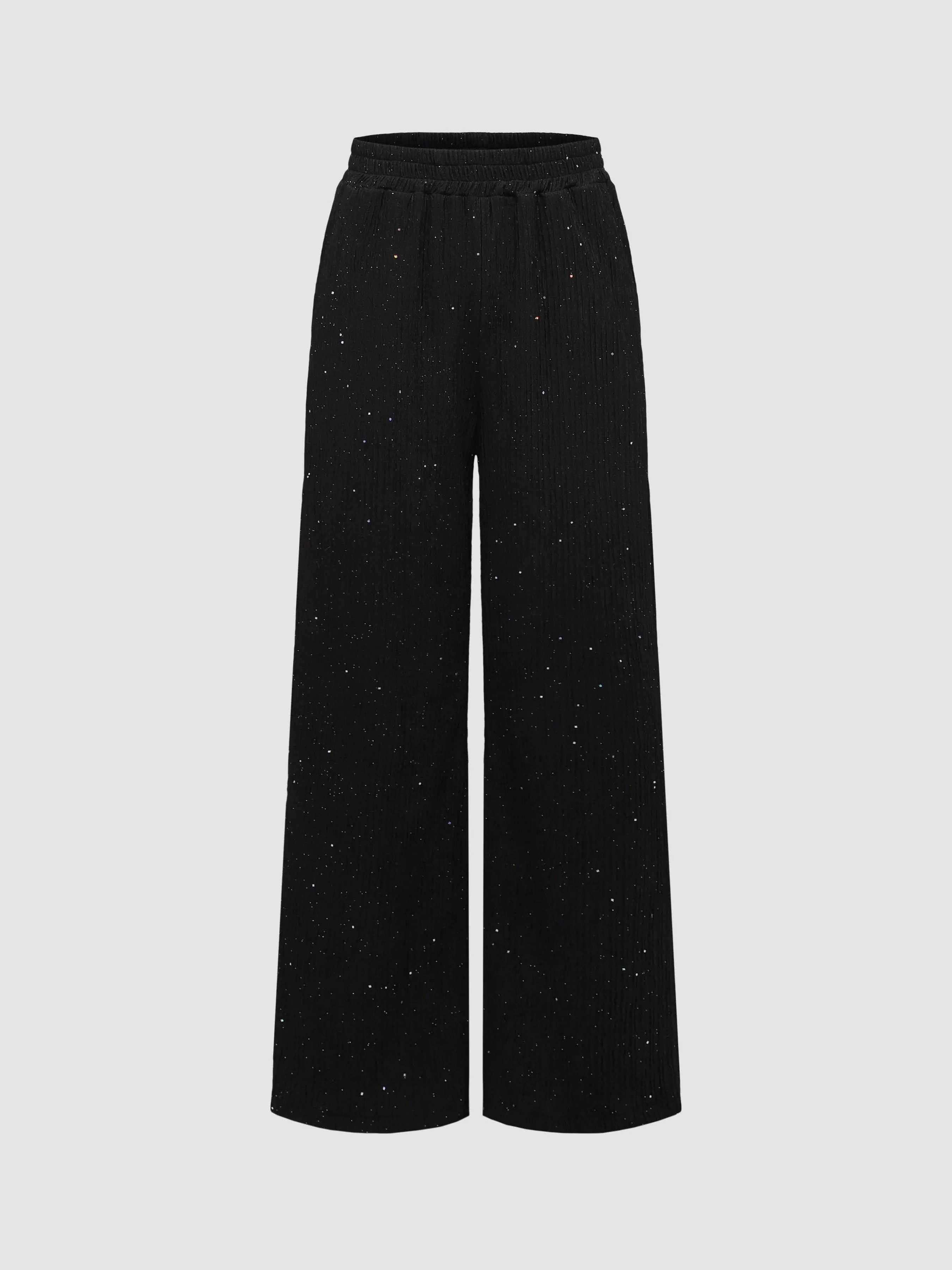 Women's Textured Sequined Wide-Leg Pants