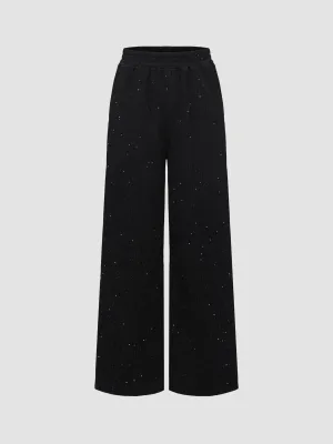 Women's Textured Sequined Wide-Leg Pants