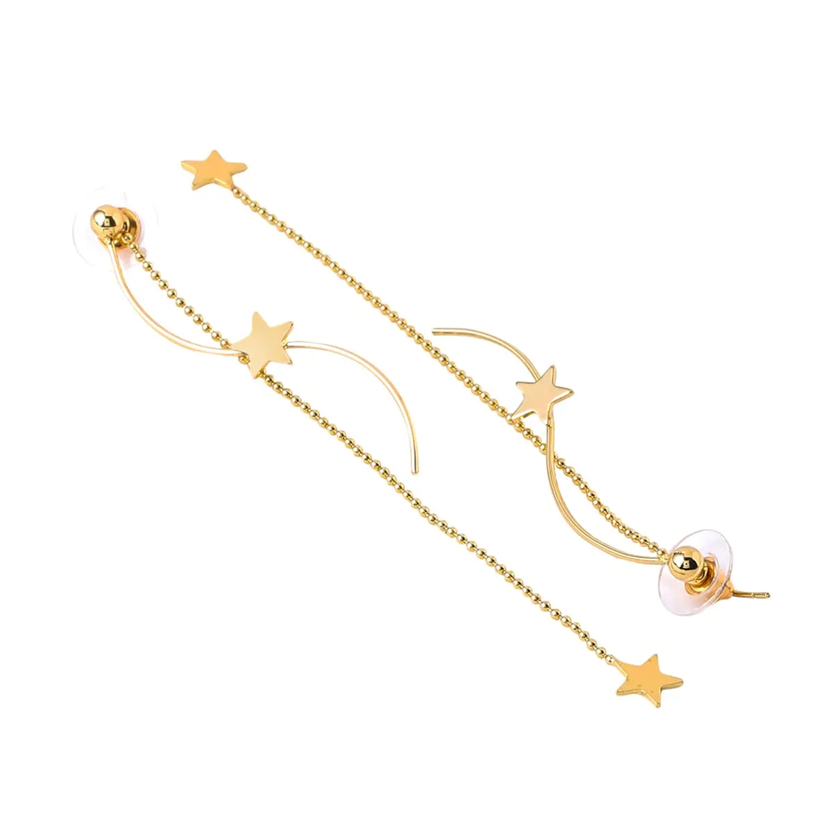 Yellow Chimes Earrings For Women Gold Tone Double Lyaered Chain Star Studded Long Dangle Earrings For Women and Girls