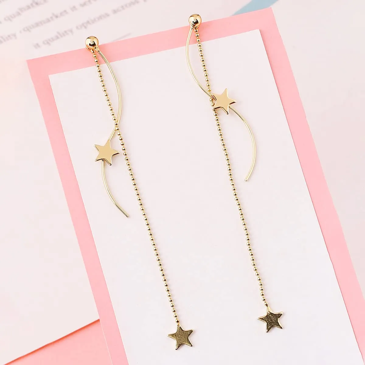 Yellow Chimes Earrings For Women Gold Tone Double Lyaered Chain Star Studded Long Dangle Earrings For Women and Girls