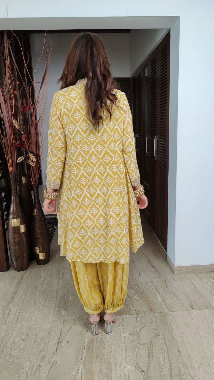 Yellow Dhoti Jacket Set